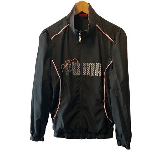 PUMA Black Logo Athletic Zip Up Lightweight Jacket M - Picture 1 of 9